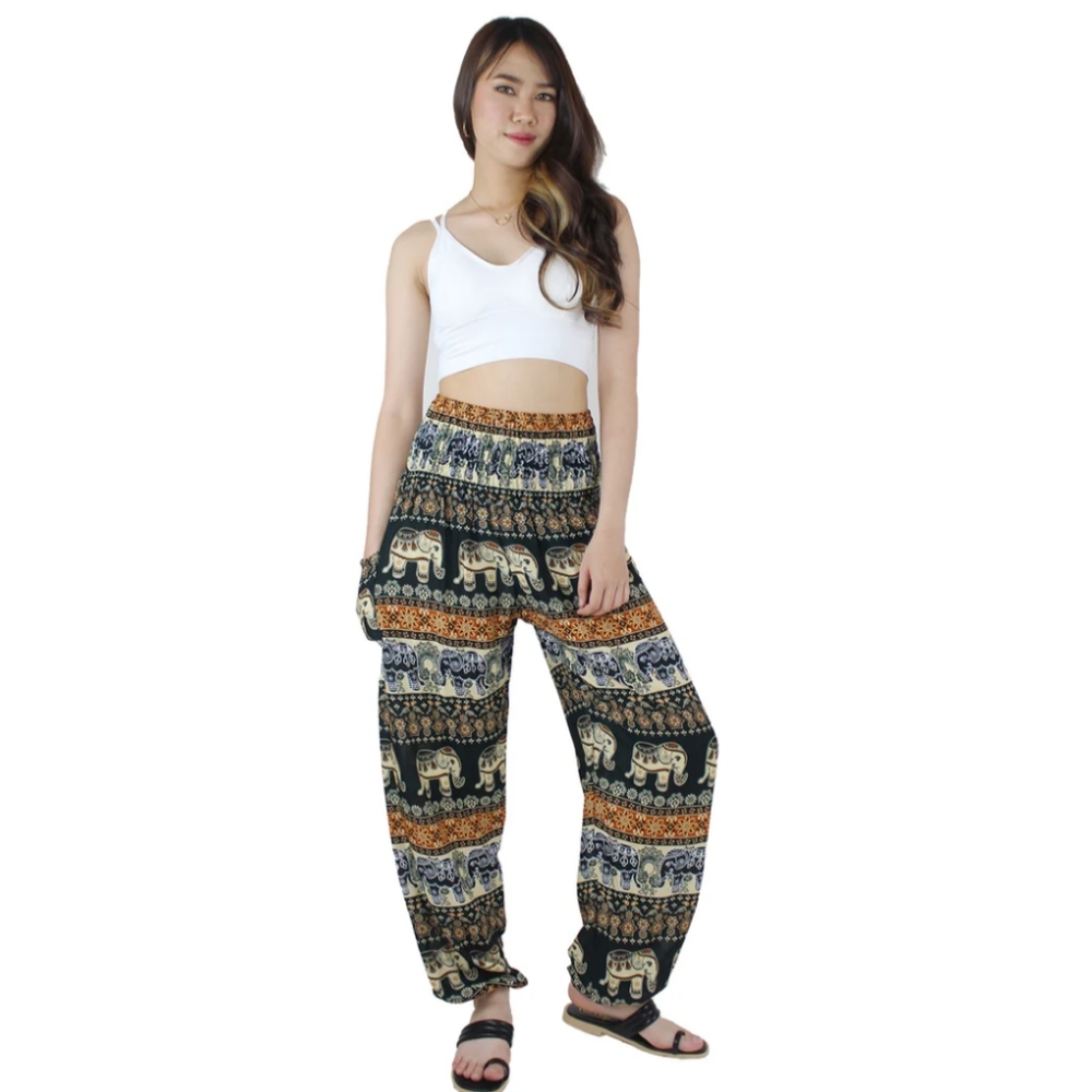 Colorful Elephant Print Harem Pants